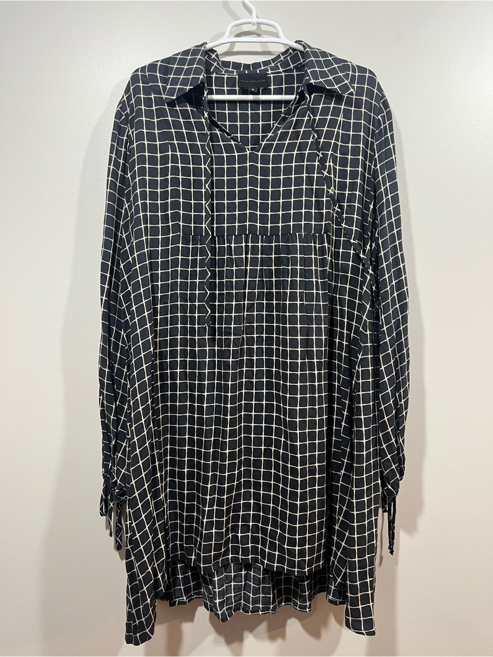 Hotel Particulier Women’s Black Window Pane Long Sleeve Dress Medium
